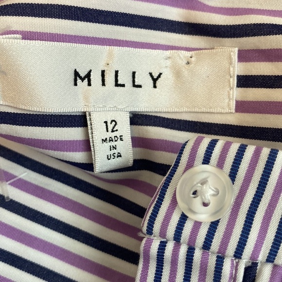Milly Michelle Bell Sleeve Striped Shirting Button Down - Picture 8 of 9